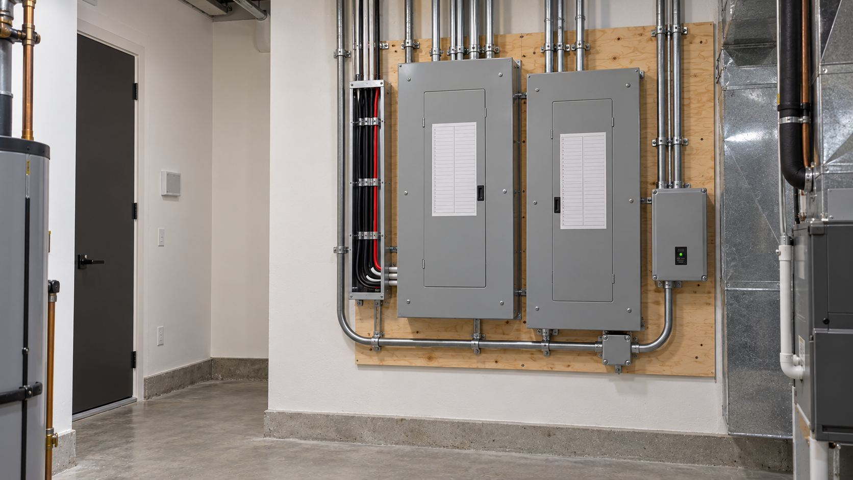Professionally installed electrical panel and conduit in a new Kelowna home — ProElectric